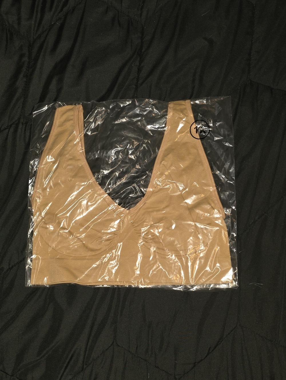 Rhonda Shear Seamless V-Neck Bralette in Tan